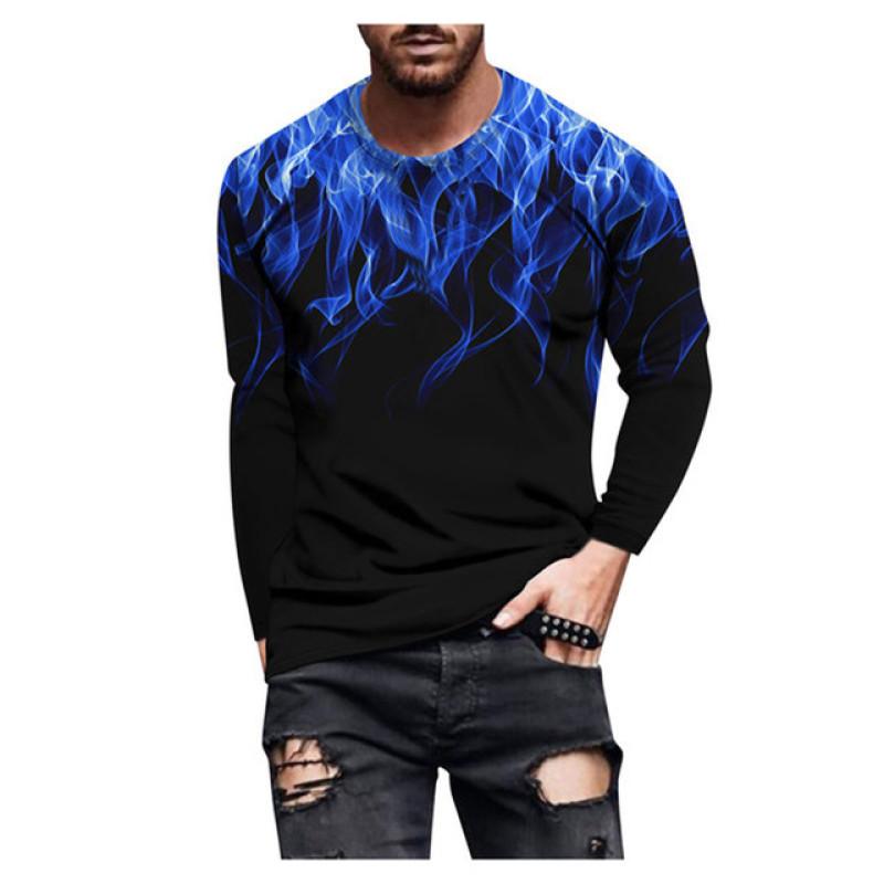 ETST WENDY 005 3D Vlam Tie-dye Bedrukte Herenmode T-shirts Herfst Lange Mouw Man Straat Hip Hop T-shirts Losse O-hals Casual Grote Maat Tops 6XL L
