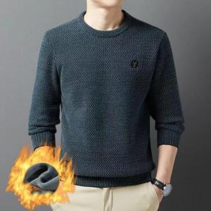 Boho berry Heren dikke warme trui herfst winter ronde hals casual trui truien tops effen pluche verdikte trui herenkleding XXXXL