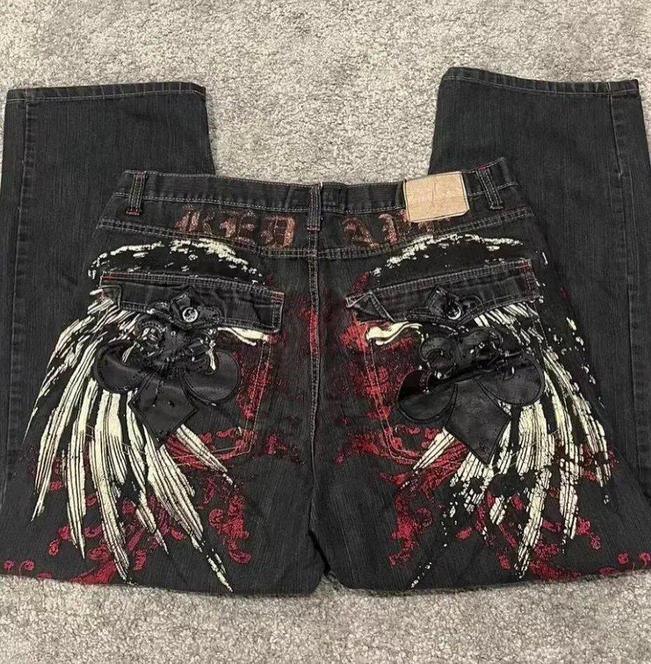 StrideBox Y2K Hip-Hop Cartoon Wijde Pijp Harajuku Jeans M