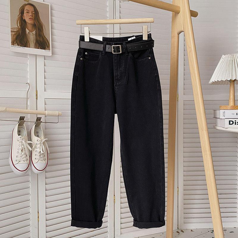 StrideBox Women's High-Waist Retro Slim Straight Jeans - Summer Thin Carrot Fit L