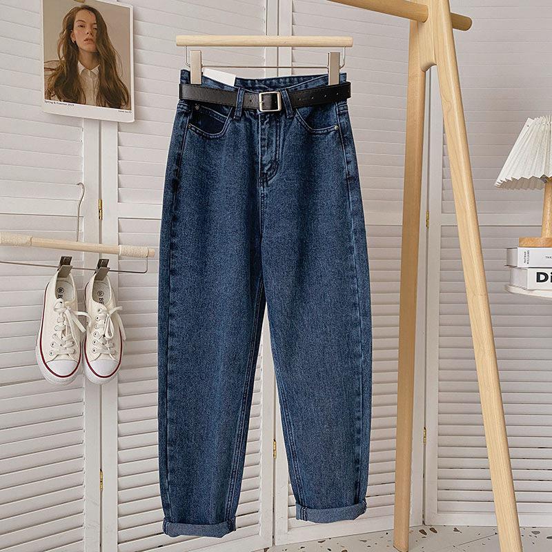 StrideBox Women's High-Waist Retro Slim Straight Jeans - Summer Thin Carrot Fit M