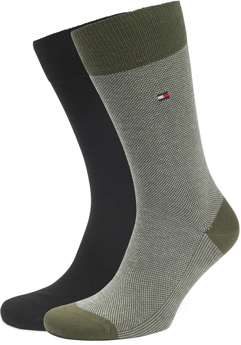 Tommy Hilfiger 2-Pack Sokken Birdseye Groen
