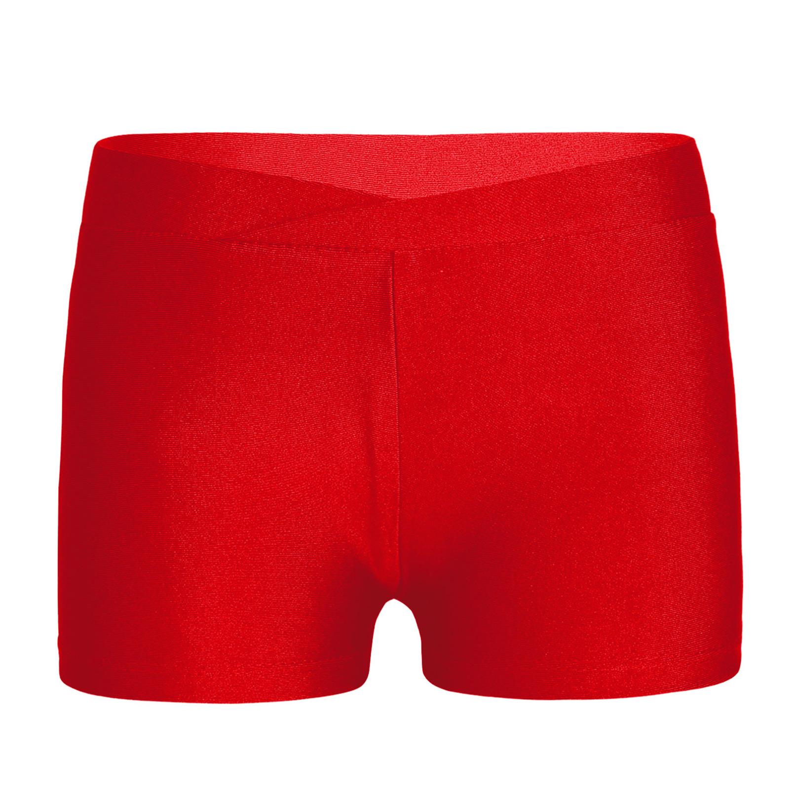 Ranrann Gymnastiekshorts voor meisjes, effen kleur balletdansshorts 9-10 Years rood