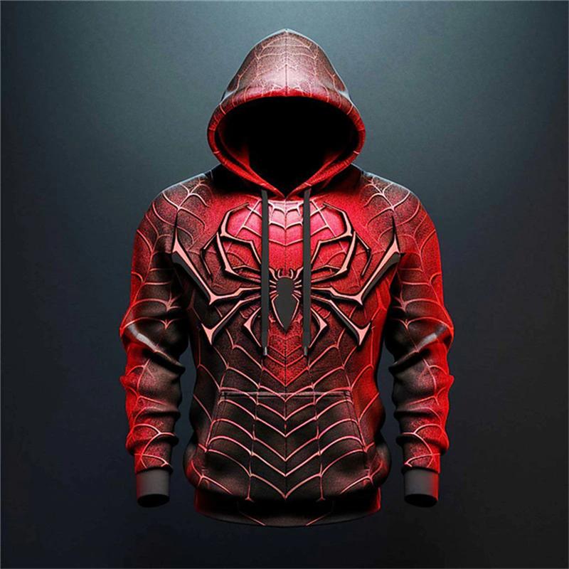 HerSight Herfstmode Sweatshirts voor heren 3D-print Spinnenpatroon Vrijetijdskleding Cosplay Oversized Hoodie Hiphop Trend Harajuku Streetwear 4XL