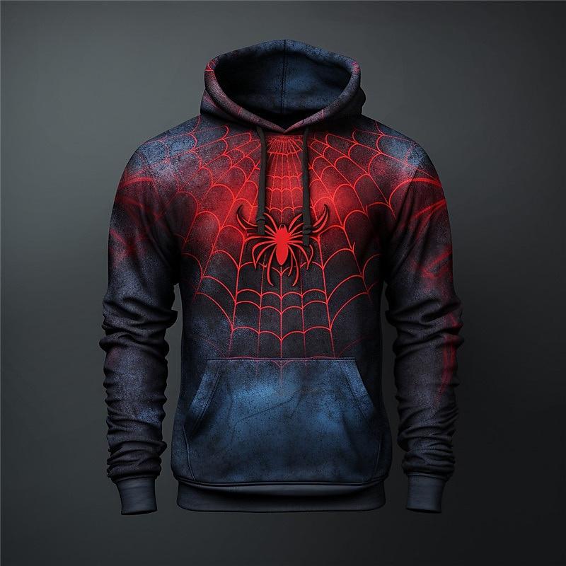 HerSight Herfstmode Sweatshirts voor heren 3D-print Spinnenpatroon Vrijetijdskleding Cosplay Oversized Hoodie Hiphop Trend Harajuku Streetwear L