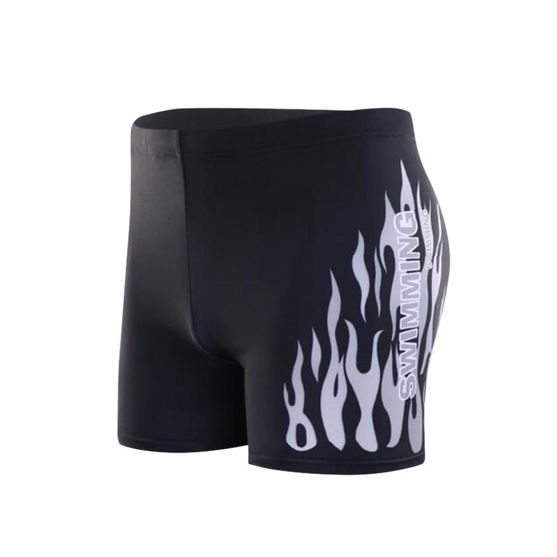 Hello Men Strandversie Boxer Heren Ademende zwembroek Vlamgedrukte sexy badmode XL zwart/grijs