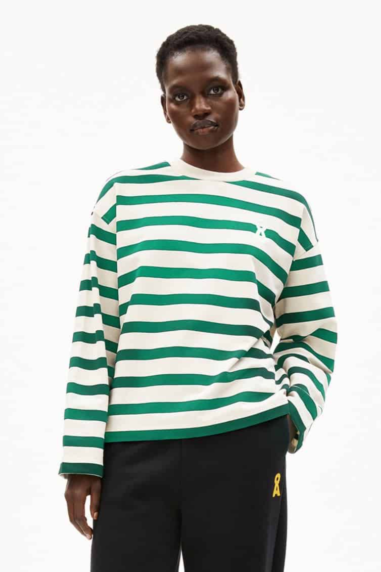 ARMEDANGELS Damen vegan Sweatshirt Iconic A Frankaa GrÃ¼n/WeiÃŸ