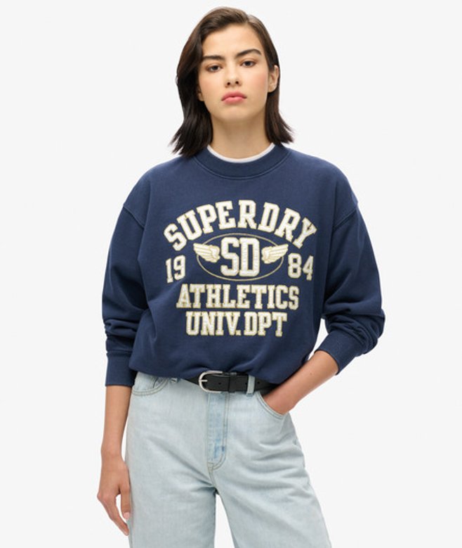 Superdry College Sweatshirt met Losse Pasvorm Blauw