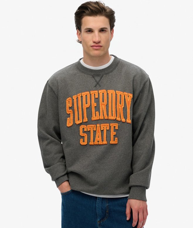 Superdry Vintage Athletic Sweatshirt met Ronde Hals Dark Grey