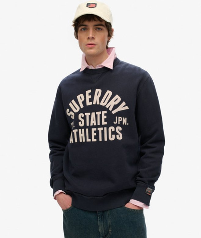 Superdry Athletic Essentials Sweatshirt met Ronde Hals Blauw