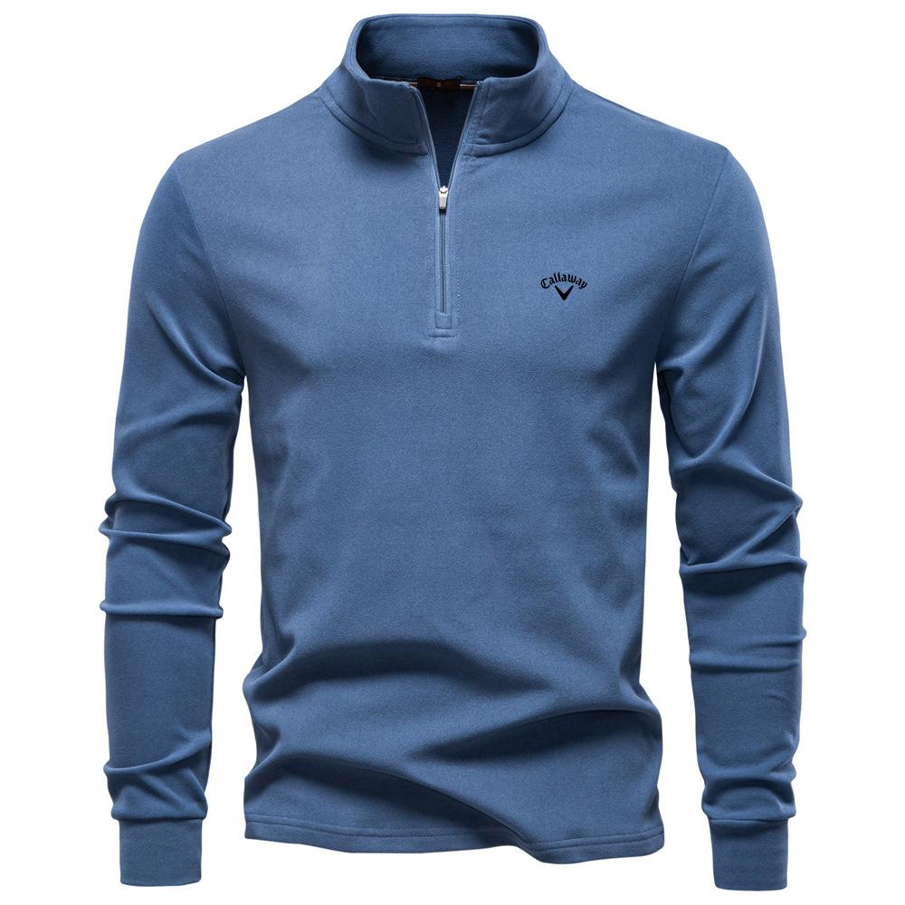 Callaway 2025 Autumn/Winter Embroidered New Large Men's Stand Up Collar Half Zipper Long Sleeve German Velvet Warm Base Sweater XXL