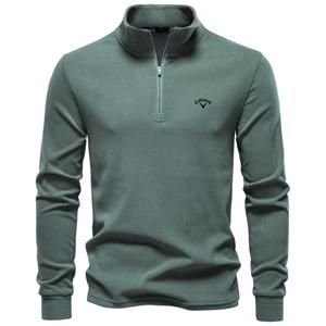 Callaway 2025 Herfst/Winter Geborduurde Nieuwe Grote Heren Opstaande Kraag Halve Rits Lange Mouw Duits Velours Warme Basis Trui L