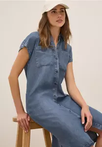 Cecil Jeans jurk met overhemdkraag en doorlopende knoopsluiting