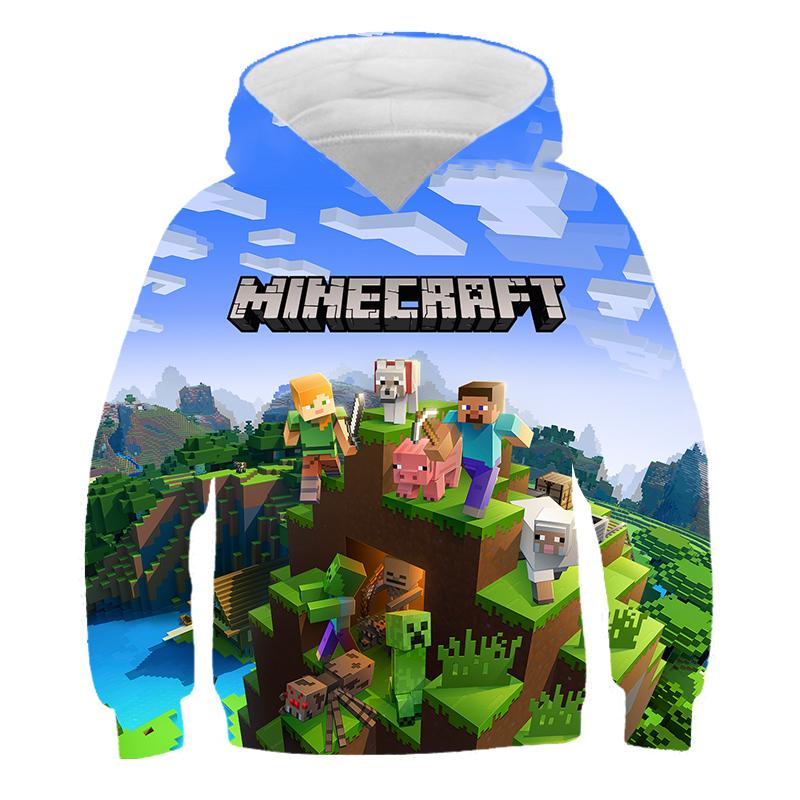 MINISO 2025 Nieuwe Minecraft Pop Hoodies Kinderen T Hoodie Kawaii Zombie Cartoon Jongens en Meisjes Tops Kleding 4 5 6 7 8 9-14 Jaar Oud 7-8 Years