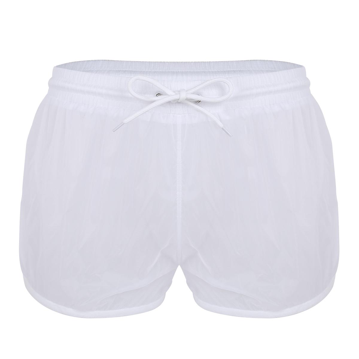 IEFiEL 2 Doorzichtige elastische zwembroek voor heren Boardshorts Ondergoed voor heren M wit