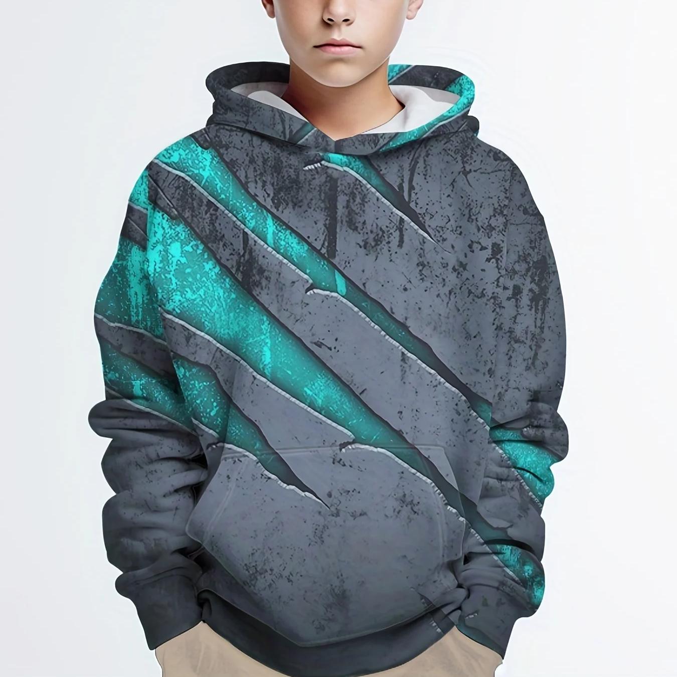 ETST WENDY 09 Coole digitale 3D-print jongens casual trui met lange mouwen hoodies, jongens sweatshirt voor lente herfst, kinder hoodie tops buiten 160