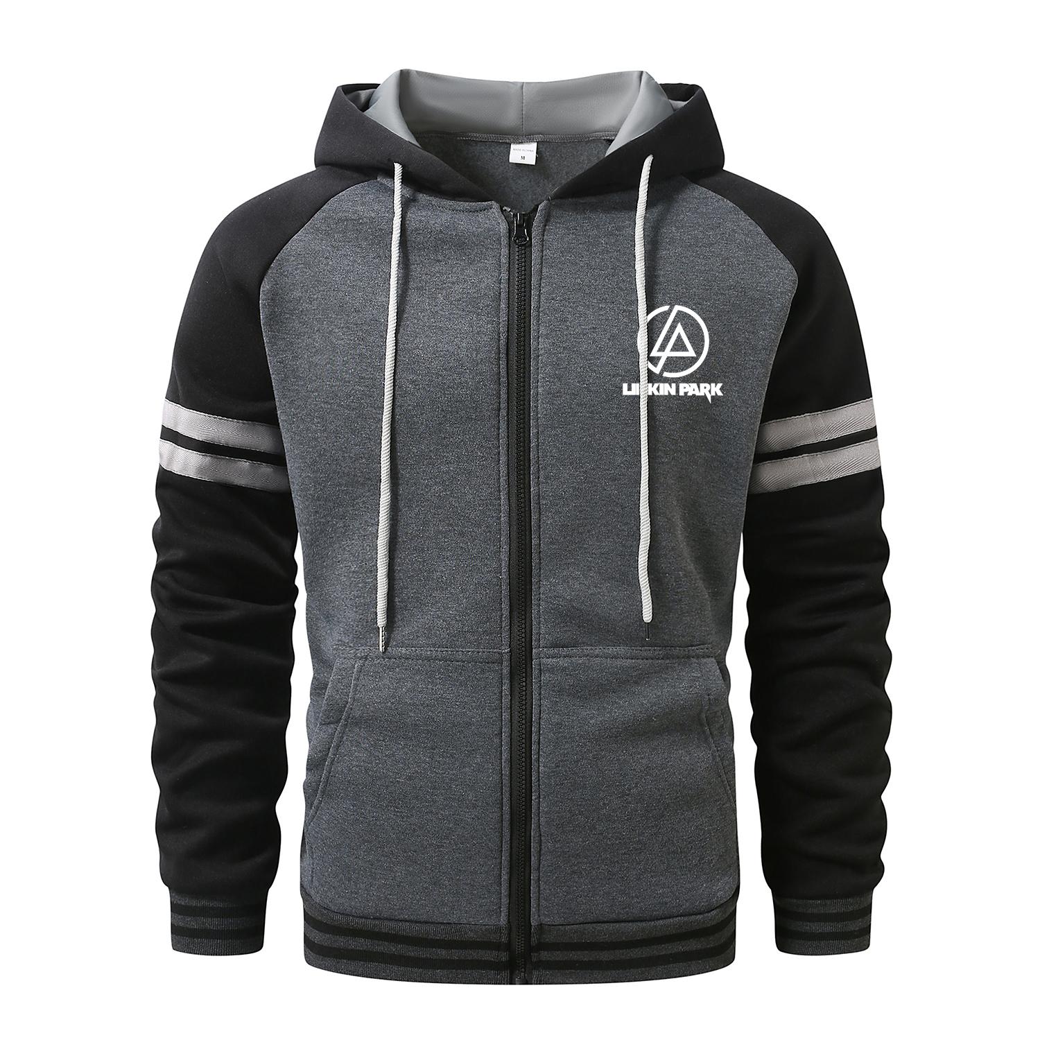 FEGKZLI Specialty LINKIN PARK  Hoodies for Men Cardigan Zip Hoodies Hooded Pocket Sports&Outdoor Men's Fashion Hoodies & Sweatshirts Streetwear Casual  Men's Coats XXL donkergrijze kleur