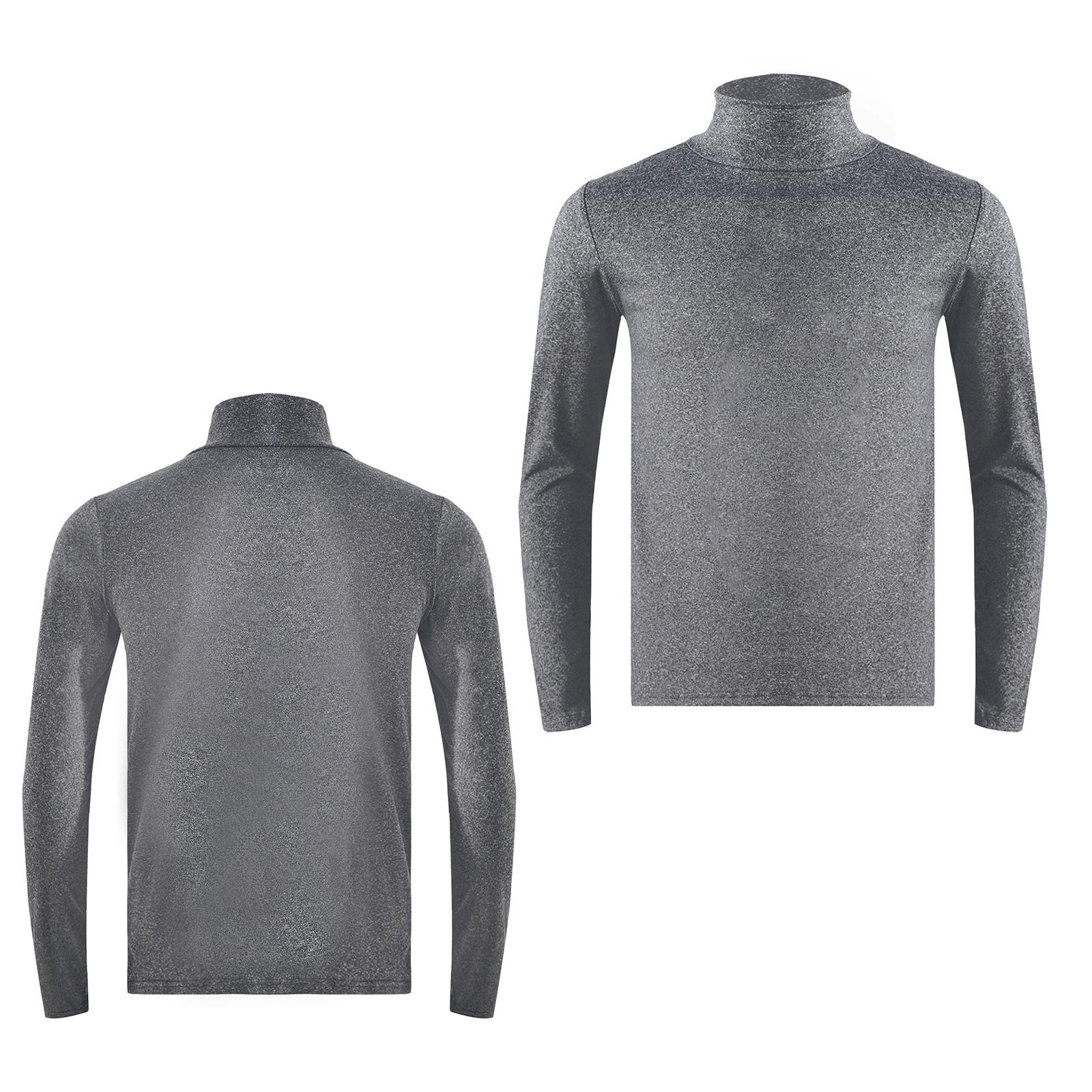 Fldy Casual slim-fit thermisch onderhemd met hoge hals en lange mouwen voor heren, thermisch basisshirt M donkergrijze kleur