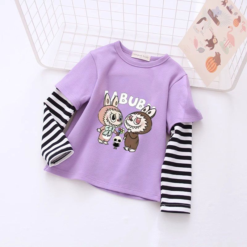 Molia Spring and Autumn Girls' labubu casual base shirt Children's top 130