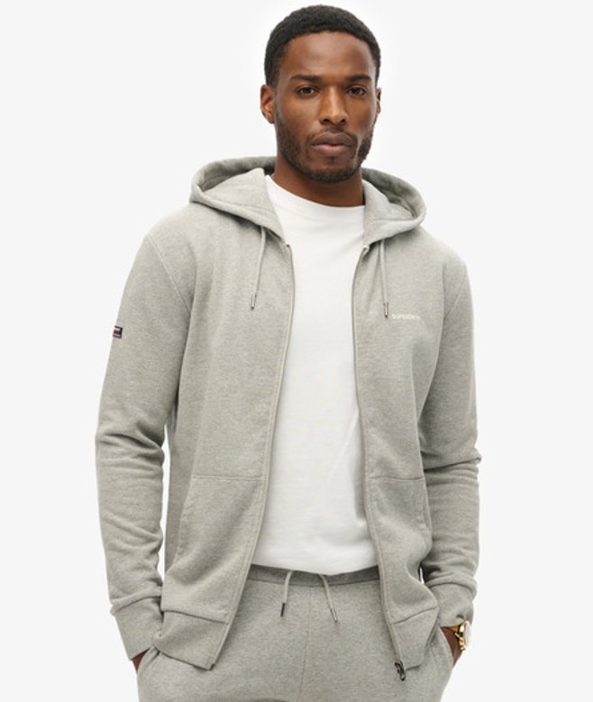 Superdry Effen Hoodie met Rits Grijs