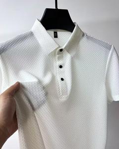 King Billion Zomer heren ijszijde korte mouwen T-shirt heren overhemd kraag effen kleur koel gevoel ademend polo shirt tops XXL
