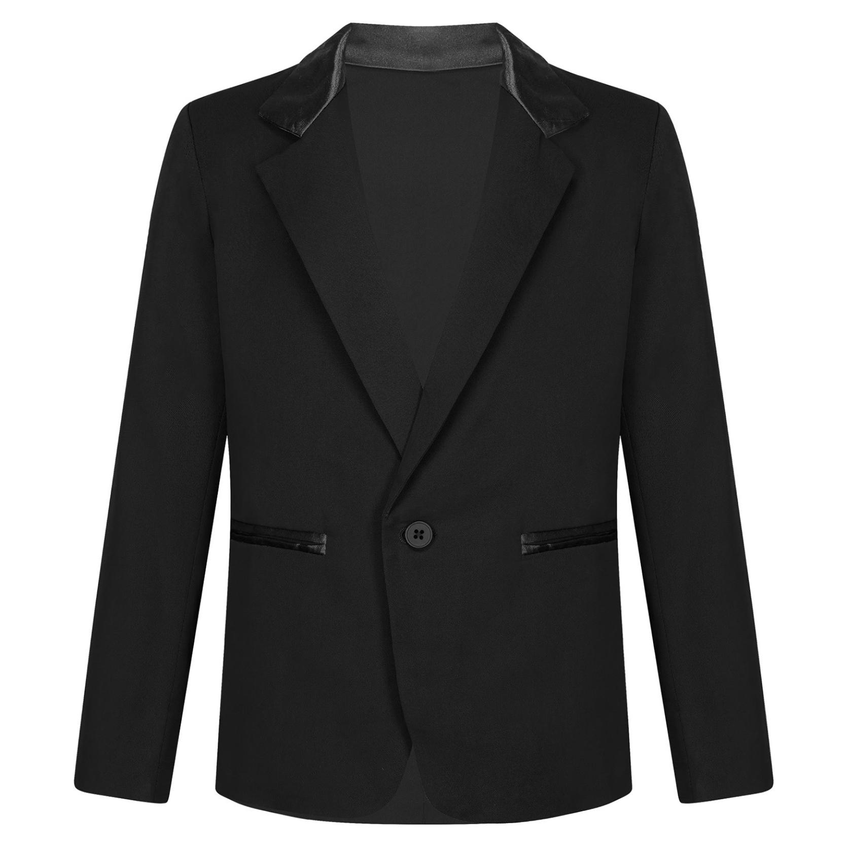 IEFiEL Kinderen Jongens Gentleman Blazer Revers Een Knoops Pak Jas Buitenkleding Formele Bruiloft Feest Pak 13-14 Years zwart