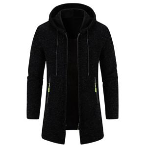 Winnerer Uranus Heren Lente Capuchon Medium Lange Dunne Fluwelen Losse Grote Maat Trui Jas Cardigan Top Jas M