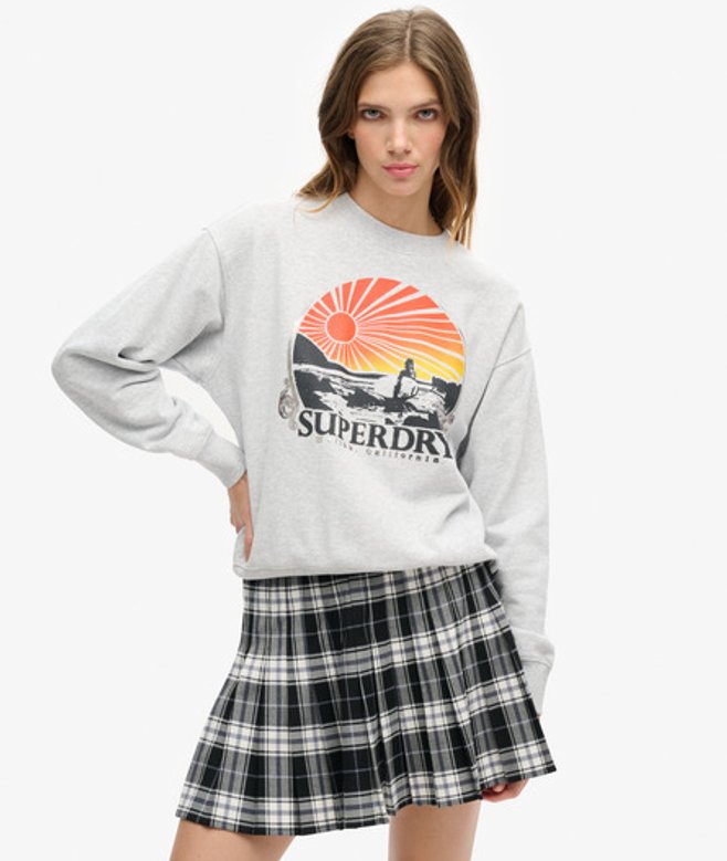 Superdry Travel Souvenir Sweatshirt met Losse Pasvorm Grijs