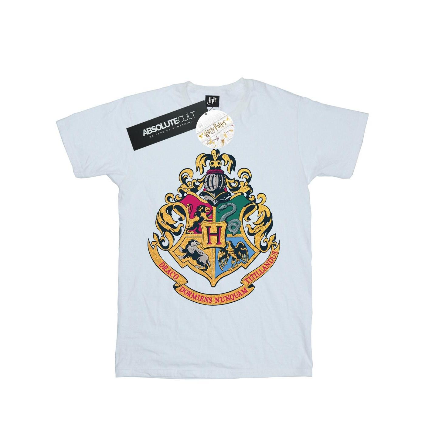Harry Potter meisjes Zweinstein Crest gouden inkt katoenen T-shirt 7-8 Years wit