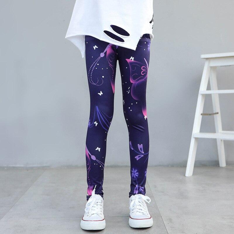 PenGo Studio 2T -12T meisjesleggings lente en herfst dunne kinderstretch bedrukte broek Koreaanse kinderbroek zomerkleding 140 donkerblauwe kleur