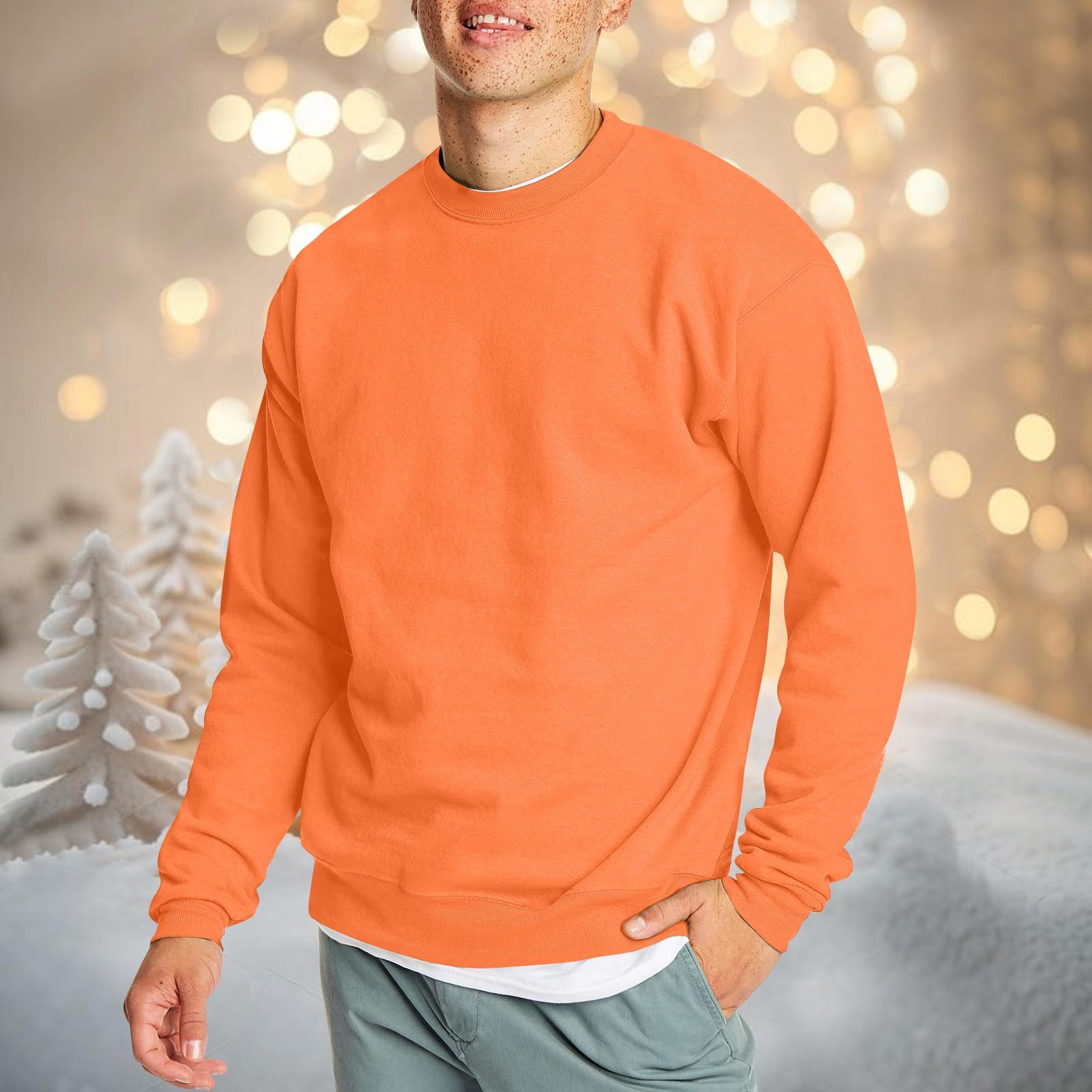 Timoduizhang Heren Casual Mode Comfortabele Effen Kleur Ronde Hals Pullover Sweatshirt Sweatshirt XL saffraan