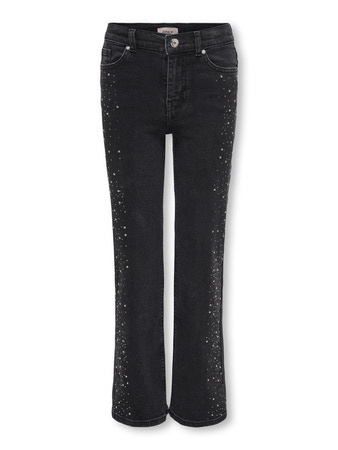 Kids ONLY winter jeansbroek meisjes - zwart - KogJuicy - wide leg fit, glitter steentjes