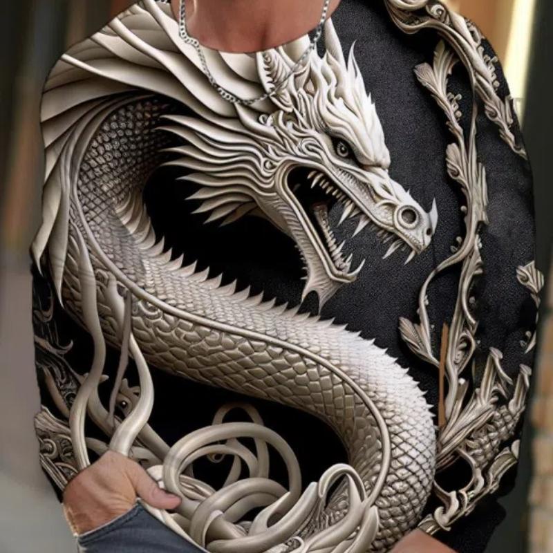 ETST 012 Dragon Heren T-shirt met lange mouwen voor herenkleding Casual top T-shirt Mode Harajuku 3D Full Printing Kleding Streetwear L