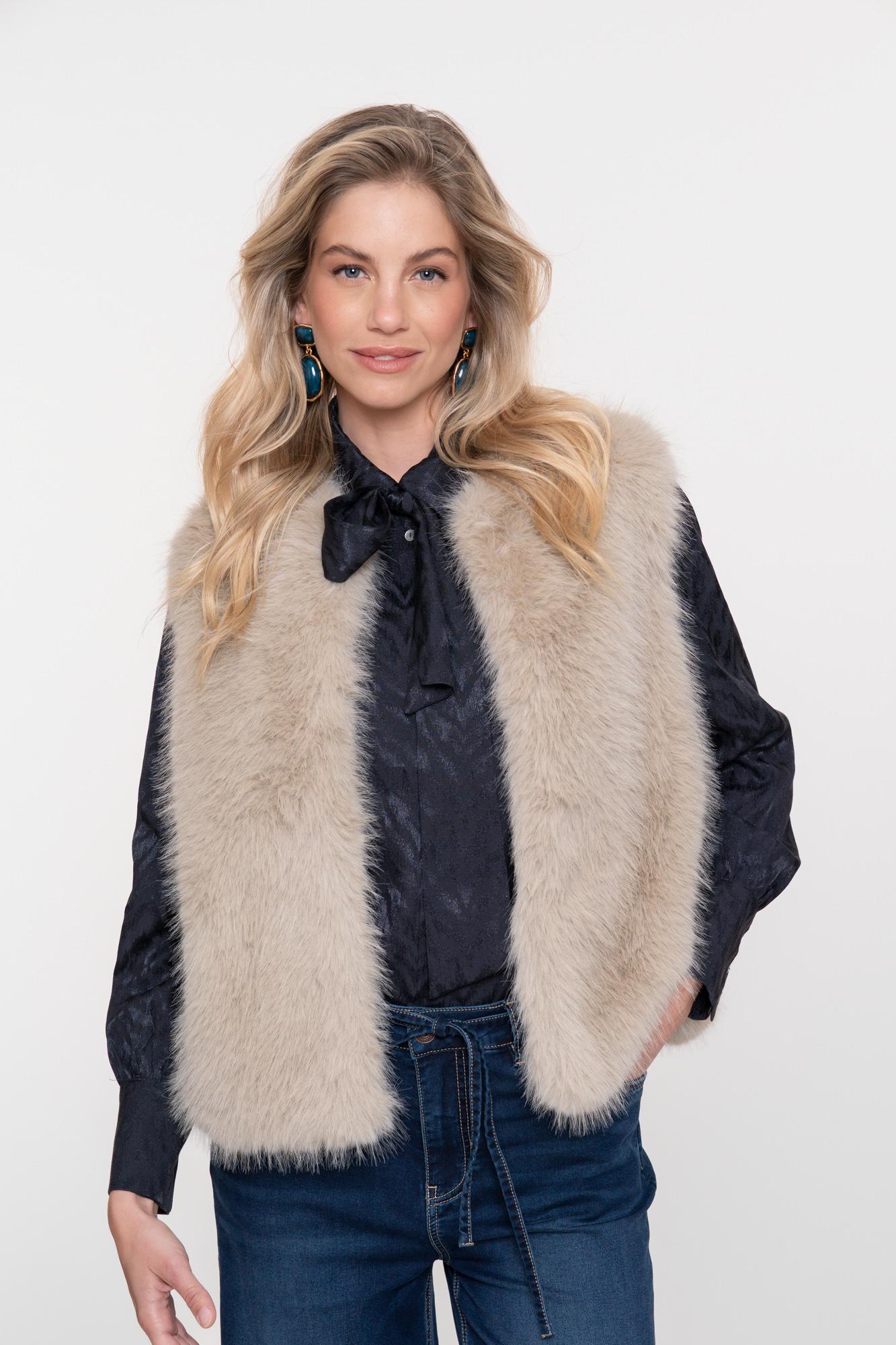 Geisha gilet fake fur 55852-19 935 greige