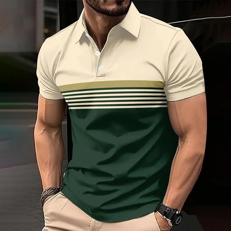 Bengbukulun Men Clothes Summer New Short Sleeve Polo Shirt Men Fashion Stripe Golf Polo Shirt Tops 3XL groen