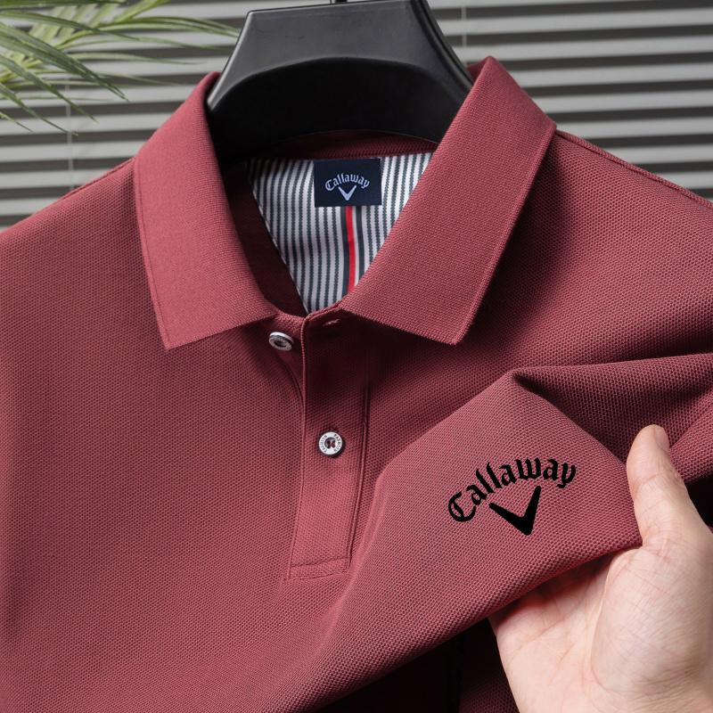 Lixin12 Callaway 2025 Zomer Heren Nieuw Geborduurd Effen Kleur Mercerized Katoen Los Vochtafvoerend en Snel Drogend Casual Poloshirt L