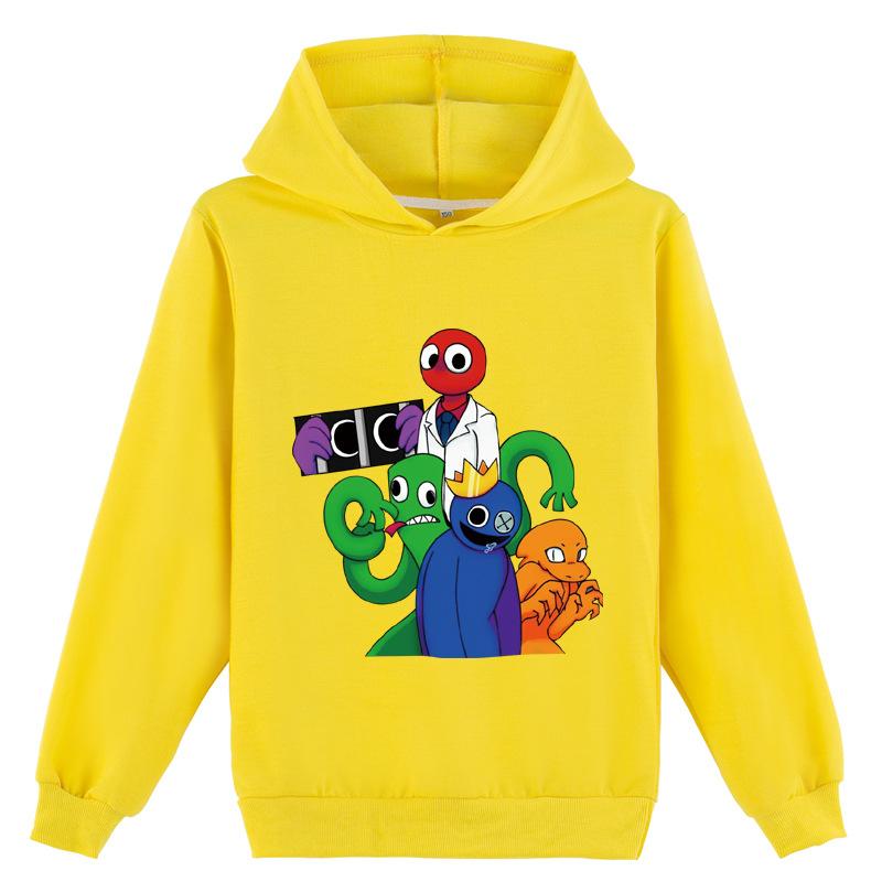 NEXT Urpretty7 Manga Grafische Regenboog Vrienden Hoodie Kinderen Capuchon Lange Mouwen Jassen Peuter Tiener Kinderen Jongens Meisjes Cartoon Sweatshirt Casual Tops Uitloper 160cm geel