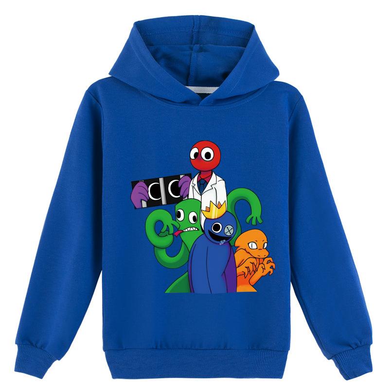 NEXT Urpretty7 Manga Grafische Regenboog Vrienden Hoodie Kinderen Capuchon Lange Mouwen Jassen Peuter Tiener Kinderen Jongens Meisjes Cartoon Sweatshirt Casual Tops Uitloper 130cm blauw