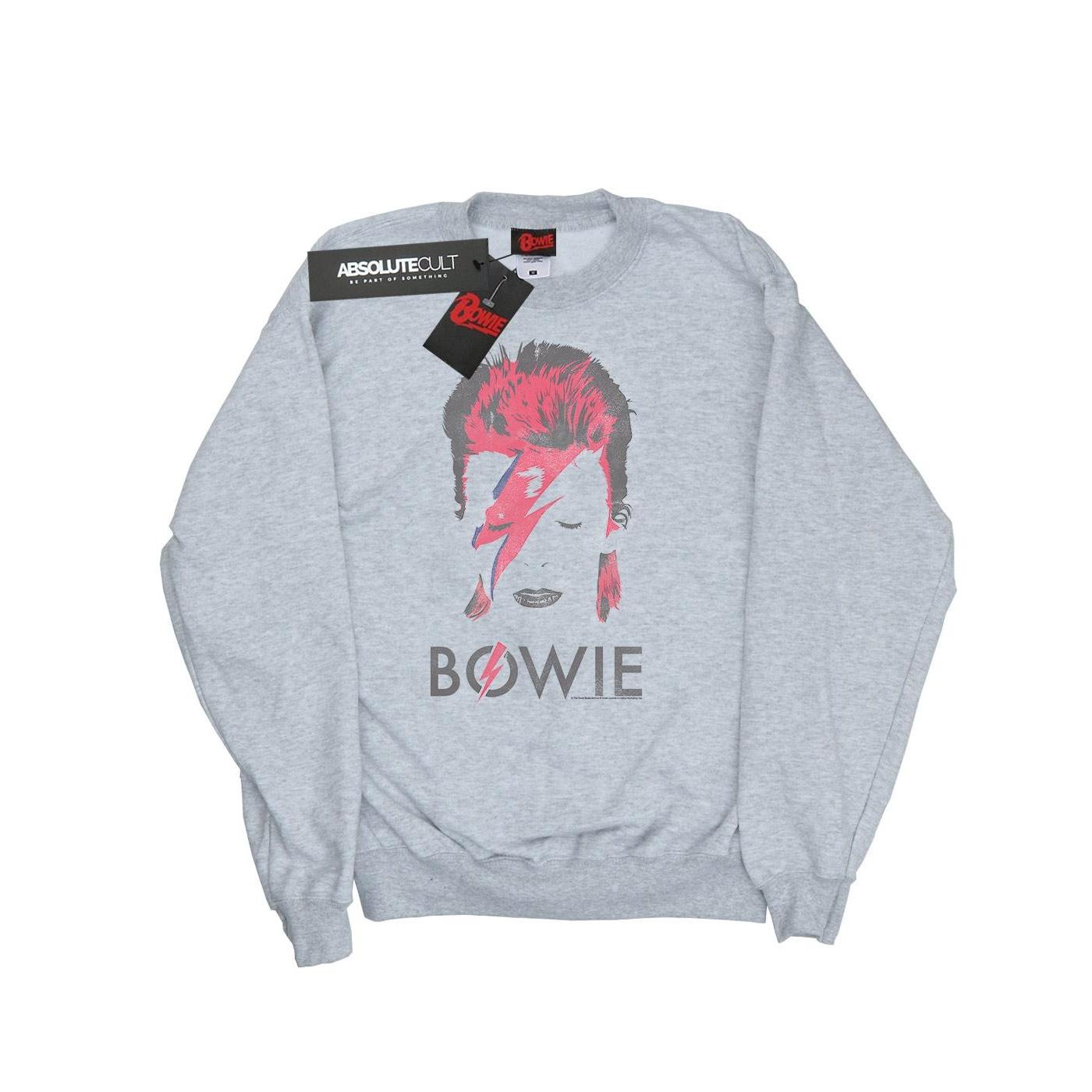 David Bowie Girls Aladdin Sane Distressed Sweatshirt 7-8 Years grijs