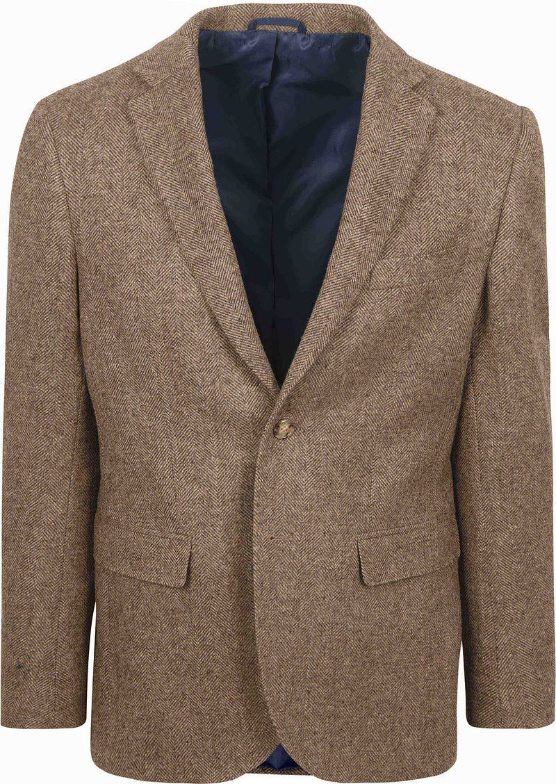 Suitable Colbert Herringbone Merinowol Lichtbruin