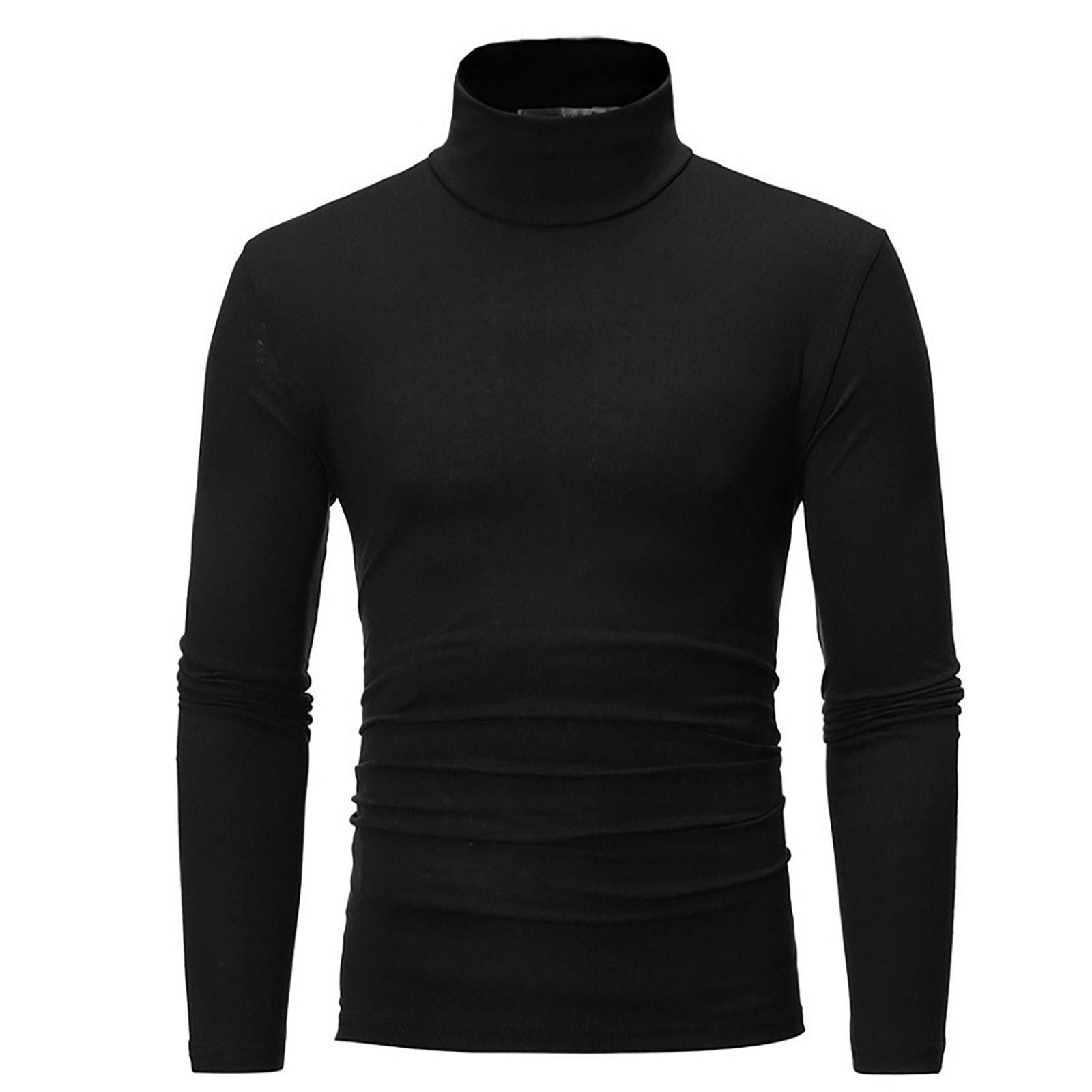 Choose one Men's Warm T-shirt Long Sleeved Warm Top Winter Sweater Warm Sports Shirt Casual Underwear High Neck Shirt Sports Top Sports Shirt XXL zwart
