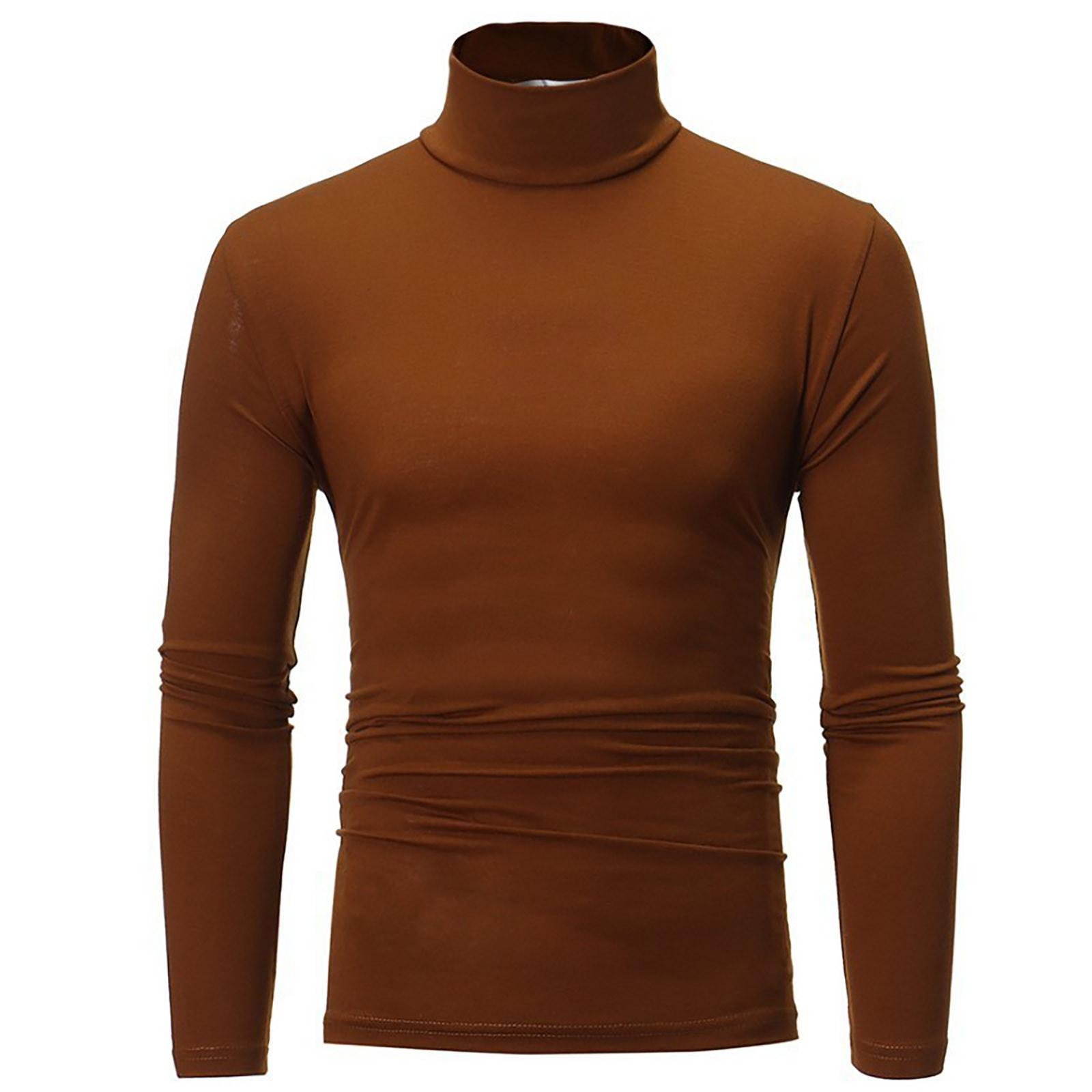 Choose one Men's Warm T-shirt Long Sleeved Warm Top Winter Sweater Warm Sports Shirt Casual Underwear High Neck Shirt Sports Top Sports Shirt XL koffie
