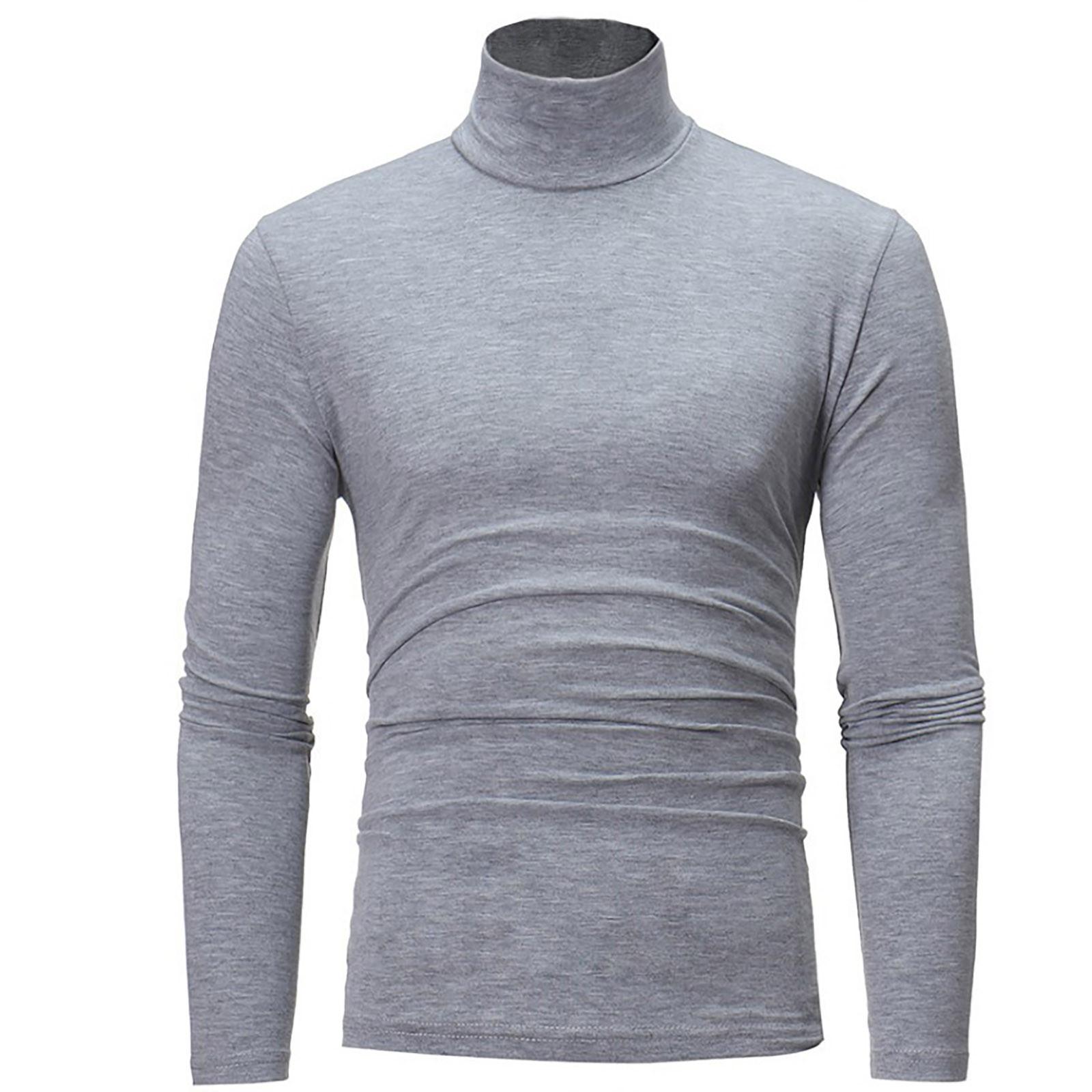 Choose one Men's Warm T-shirt Long Sleeved Warm Top Winter Sweater Warm Sports Shirt Casual Underwear High Neck Shirt Sports Top Sports Shirt L