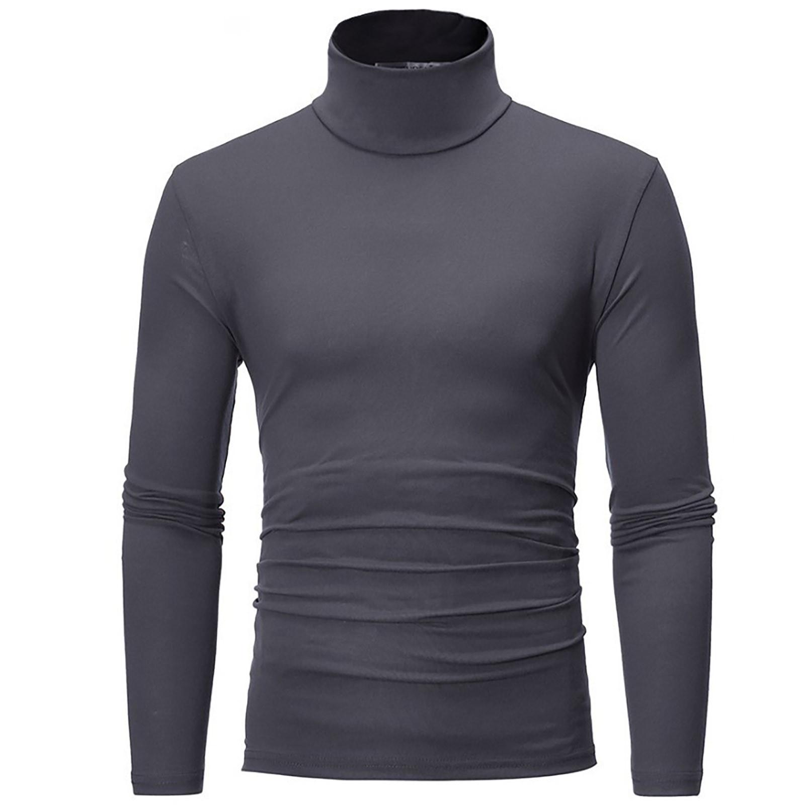 Choose one Men's Warm T-shirt Long Sleeved Warm Top Winter Sweater Warm Sports Shirt Casual Underwear High Neck Shirt Sports Top Sports Shirt M