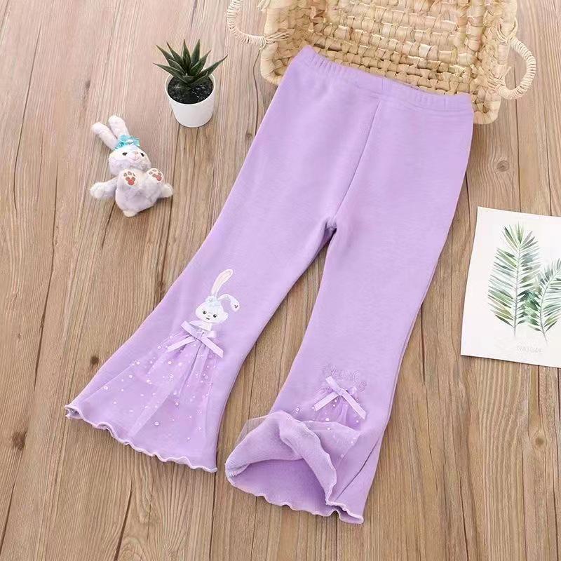 Voyex Meisjesbroek met klokkende pijpen voor lente en herfst 2023 - Trendy westernstijl voor kleine meisjes 90cm paars