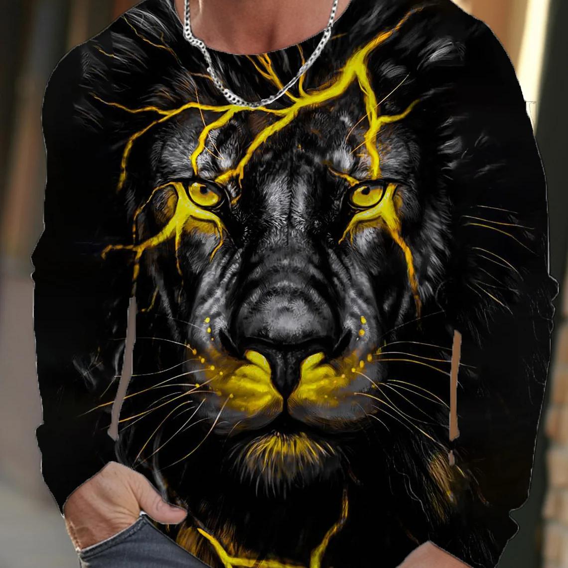 ETST 03 Vintage Heren T-shirt met lange mouwen, 3D-printoverhemden, Mode Dierenwolf Grafische korte mouwen, Oversized streetwear tops, T-shirts 2XL