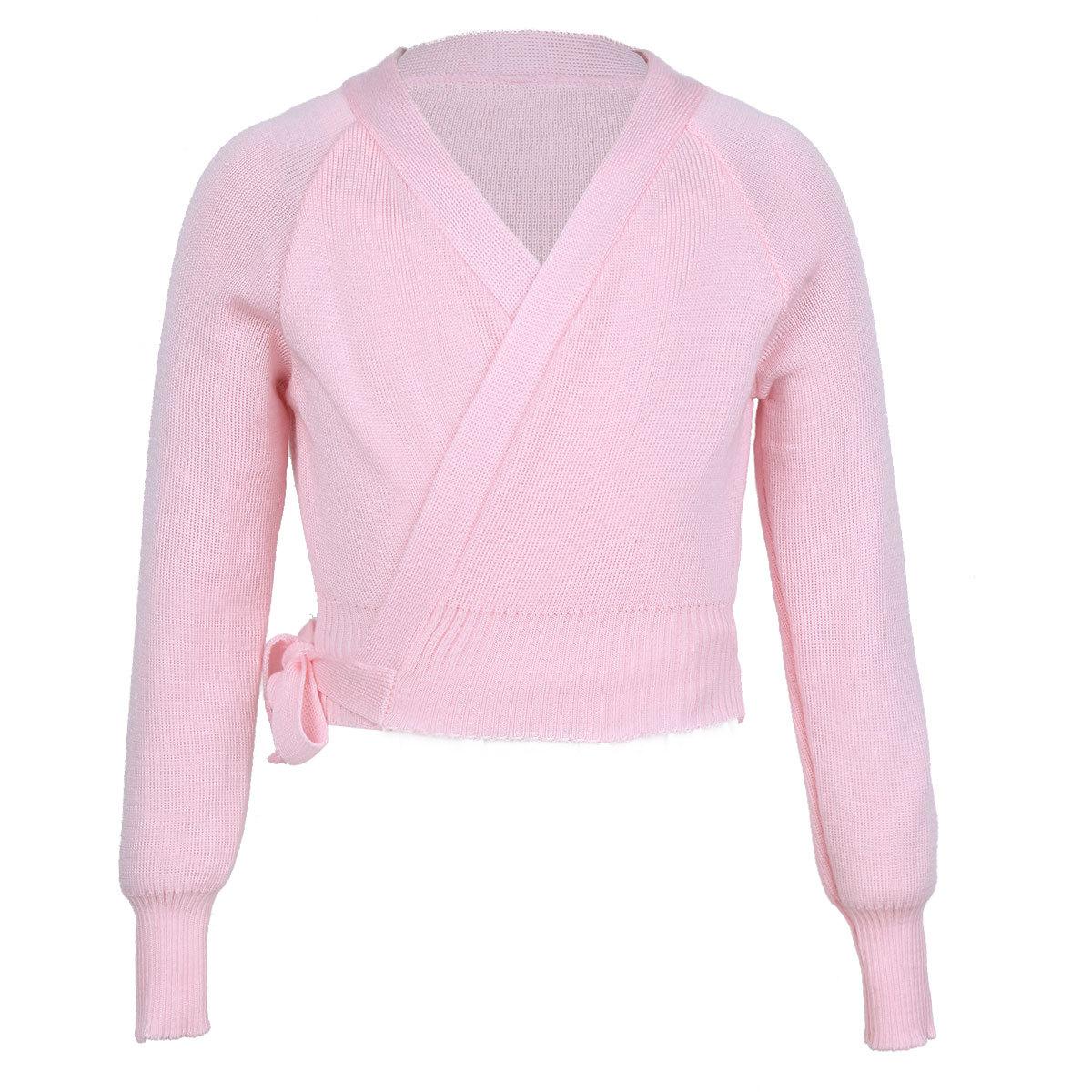 Sxiwei Kids Girls sweater Cardigan Ballet Dance Wrap Sweater Long Sleeve Knit Wrap Sweater Gymnastics Costumes kids sweaters 3-4 Years roze