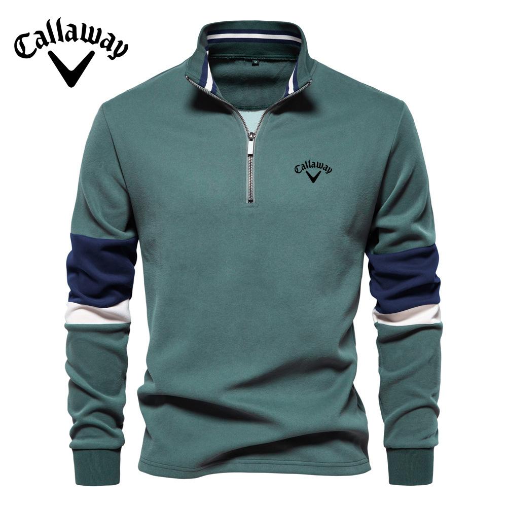 Lixin12 Callaway 2025 New Embroidered Autumn Long Sleeve Polo Collar Hoodie Trendy European Size Contrasting Color Men's High Quality Hoodie S
