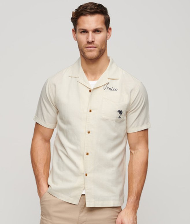 Superdry Resort Overhemd met Korte Mouwen Wit