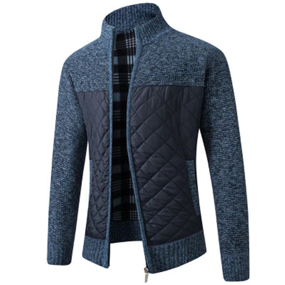 Garbword Plus Katoen Verdikt Heren Trui Jas Grote Maat Buitenlandse Handel Lange Mouw Rits Gebreide Jas Opstaande Kraag Cardigan 3XL